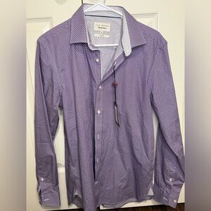 Ted Baker London Endurance Slim Fit Shirt 16 Purple Geometric Print NWT